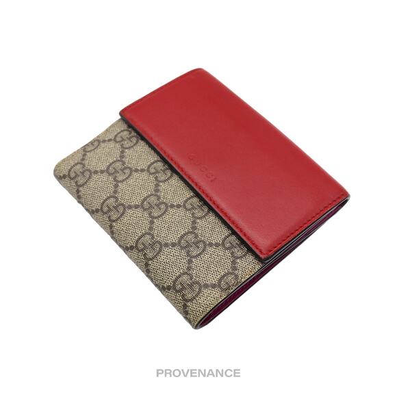 🔴 Gucci Trifold Snap Wallet - GG Supreme Red/Pink - Picture 5 of 11